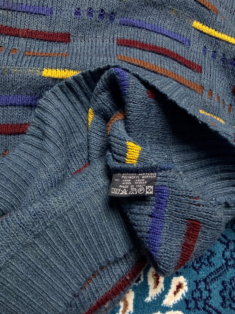 Freetime Textured Knit Multicolour Crewneck Sweater - XL