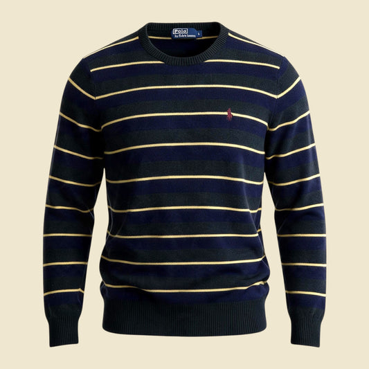 Polo by Ralph Lauren Stripe Green Lambs Wool Crewneck Sweater - L