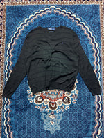 Polo by Ralph Lauren Stripe Charcoal Grey Pima Cotton V Neck Sweater - L