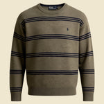 Polo by Ralph Lauren Stripe Green Lambs Wool Crewneck Sweater - XXL