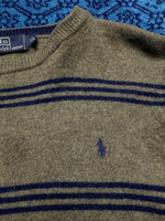 Polo by Ralph Lauren Stripe Green Lambs Wool Crewneck Sweater - XXL