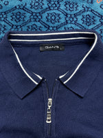 Gant Navy Blue Polo Style Quarter Zip Sweater - L