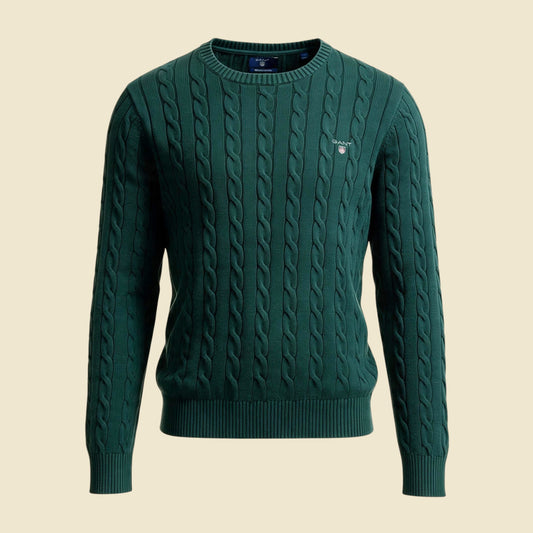 Gant Green Premium Cotton Cable Knit Sweater - M