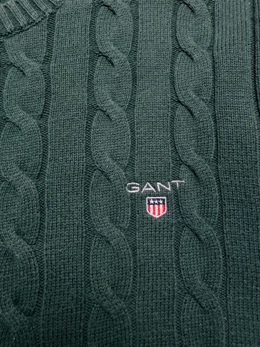 Gant Green Premium Cotton Cable Knit Sweater - M