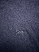 Hugo Boss Navy Blue Extra Fine Merino Wool V Neck Sweater - L