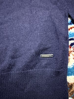 Hugo Boss Navy Blue Extra Fine Merino Wool V Neck Sweater - L