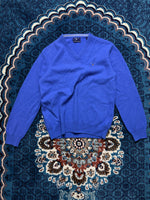 Gant Blue Super Fine Lambs Wool V Neck Sweater - L