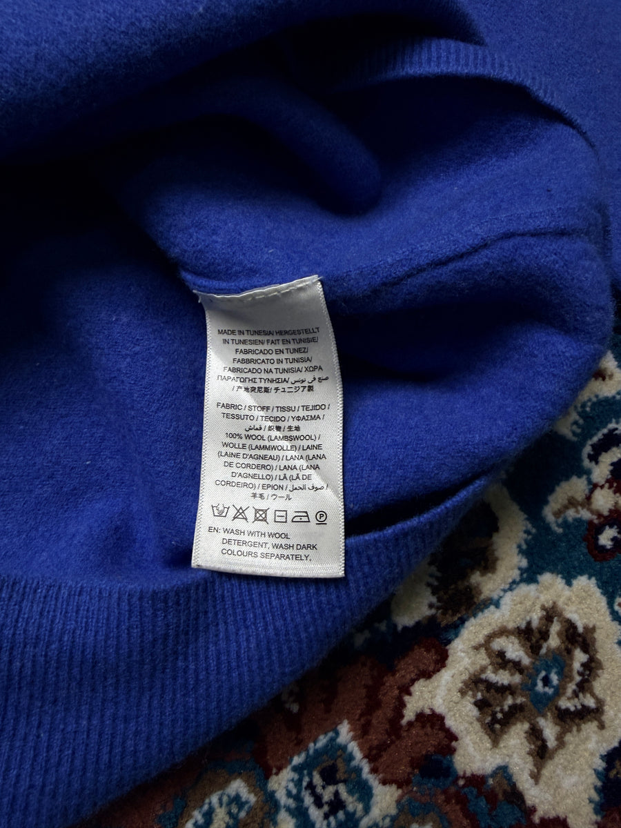 Gant Blue Super Fine Lambs Wool V Neck Sweater - L