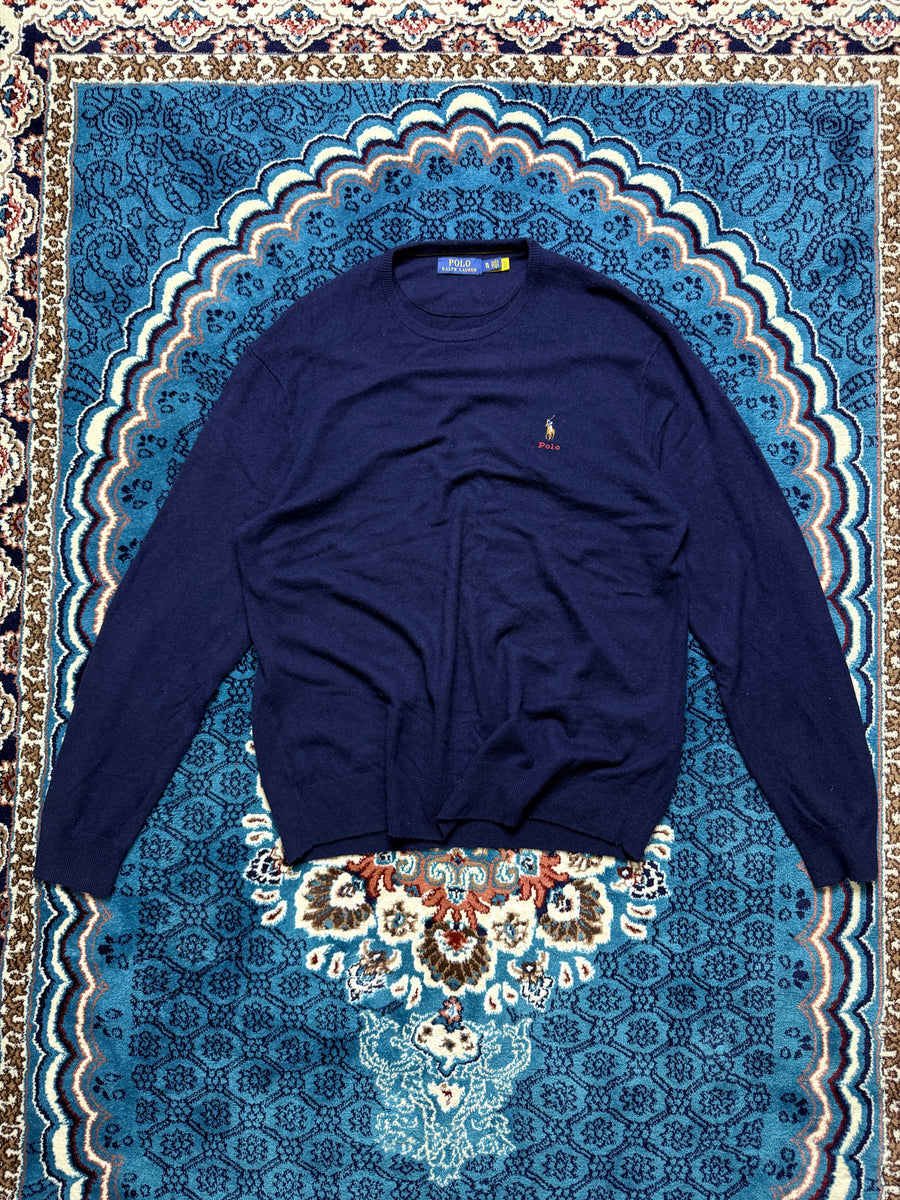 Polo Ralph Lauren Navy Blue Premium Crewneck Sweater - XL
