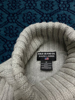 Polo Jeans Co. Grey & White Textured Turtleneck Sweater - M