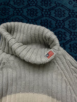 Polo Jeans Co. Grey & White Textured Turtleneck Sweater - M