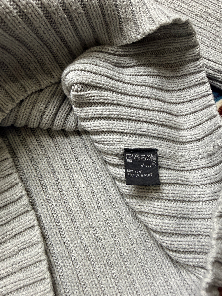 Polo Jeans Co. Grey & White Textured Turtleneck Sweater - M