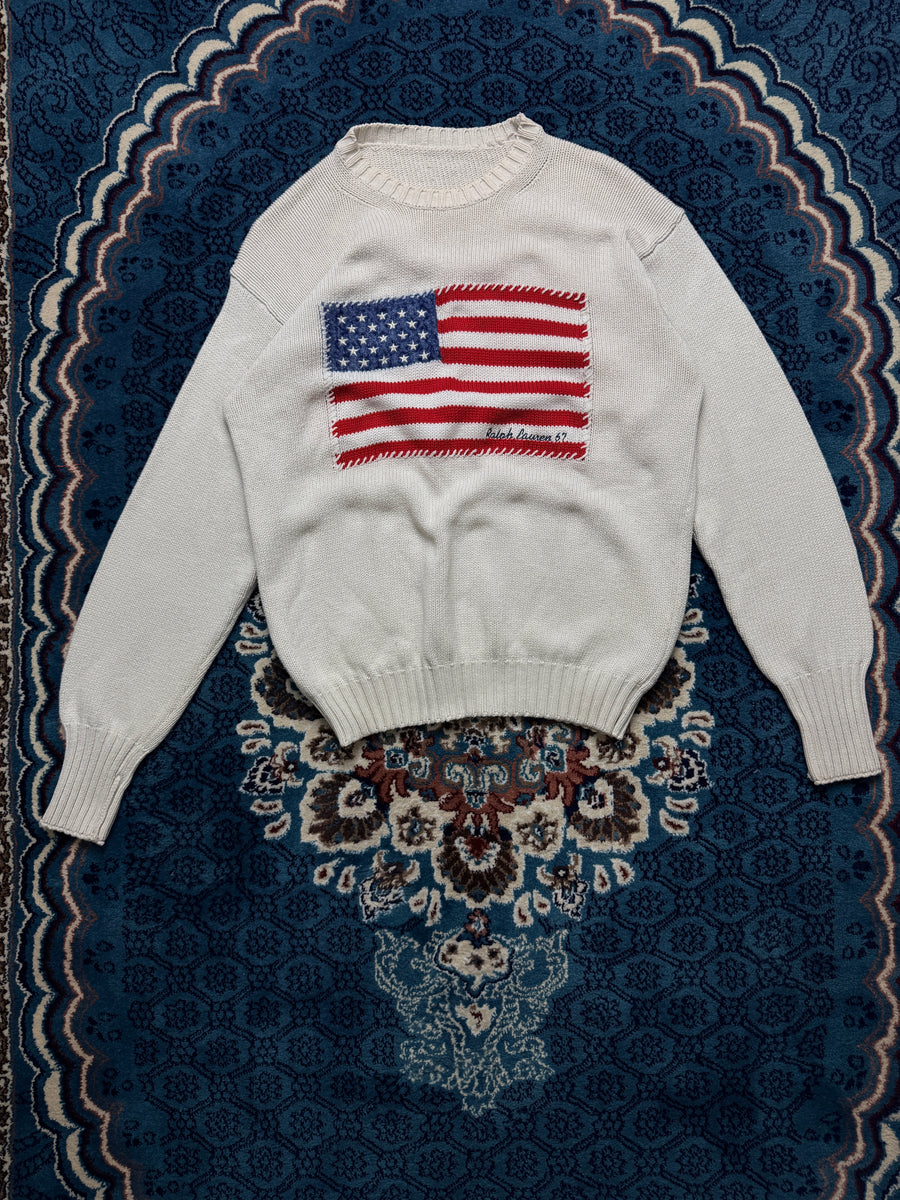 Ralph Lauren White Flag Crewneck Sweater - S