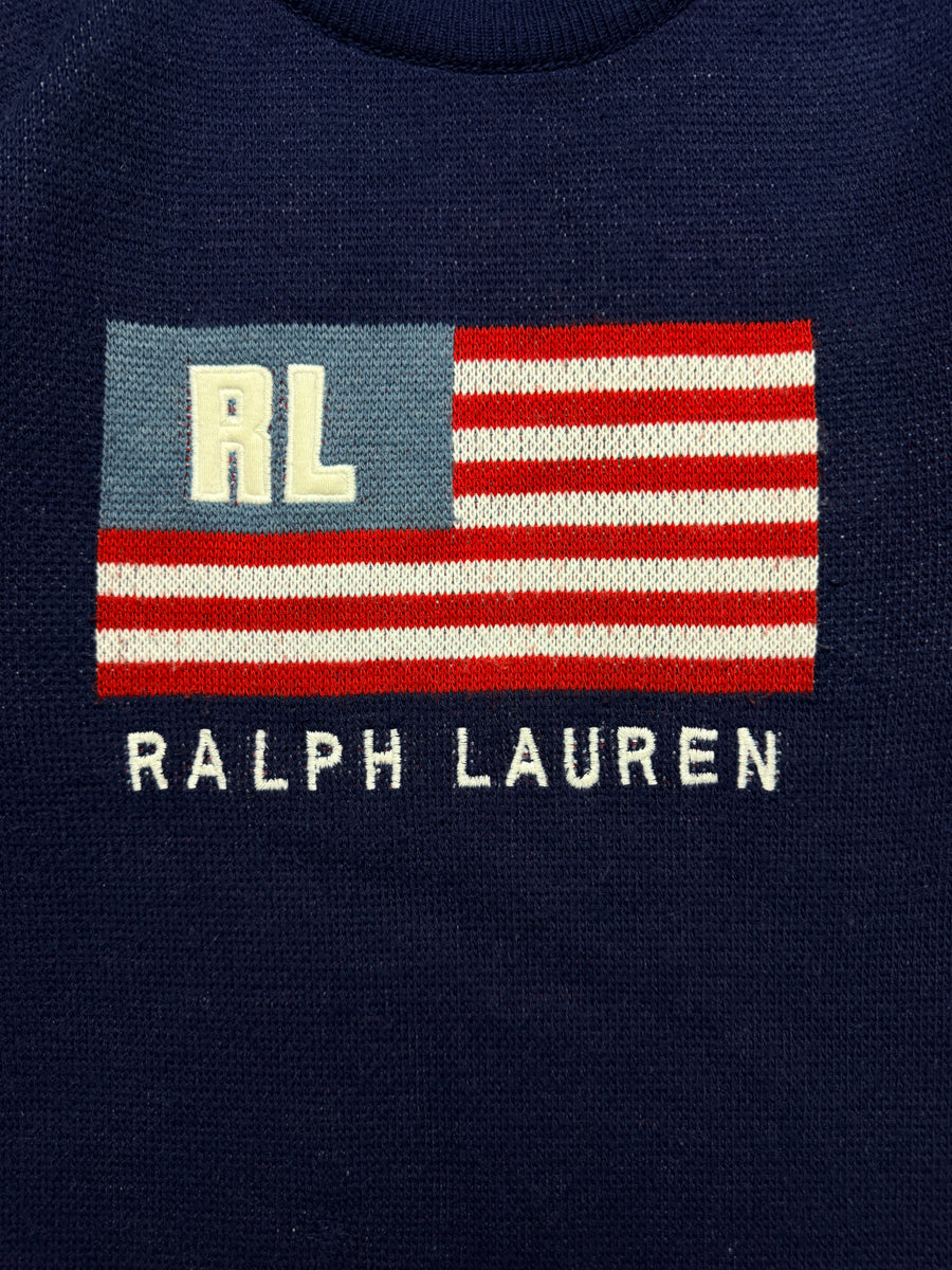 Polo by Ralph Lauren Navy Blue Flag Crewneck Sweater - S