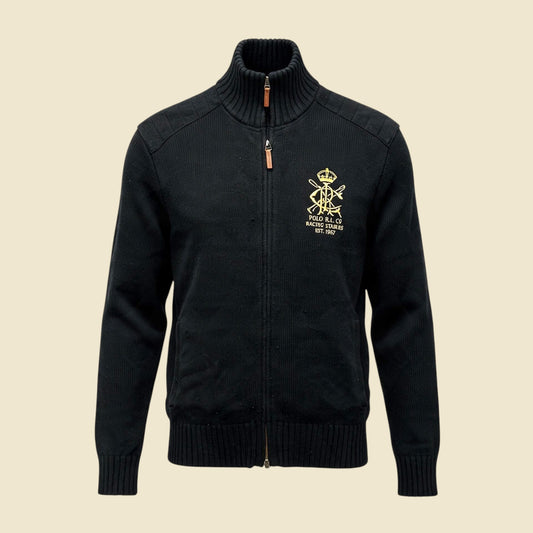 Polo by Ralph Lauren Racing Stables Black Full Zip Sweater - M