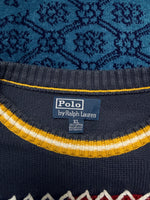Polo by Ralph Lauren Grey Flag Japanese Embroidered Crewneck Sweater - XL