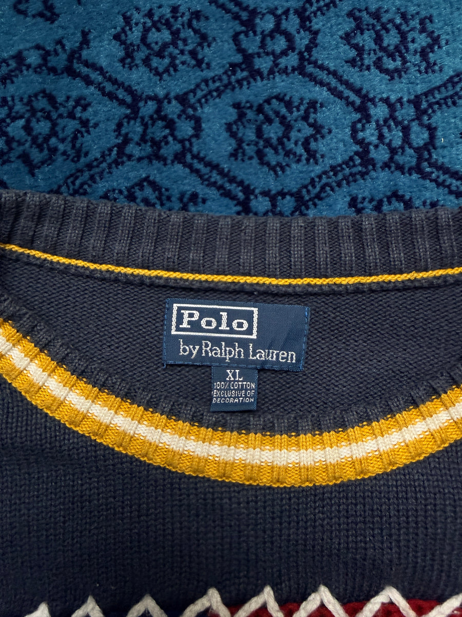 Polo by Ralph Lauren Grey Flag Japanese Embroidered Crewneck Sweater - XL