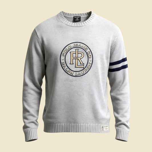 Polo Jeans Co. Light Grey Big Logo Crewneck Sweater - XL