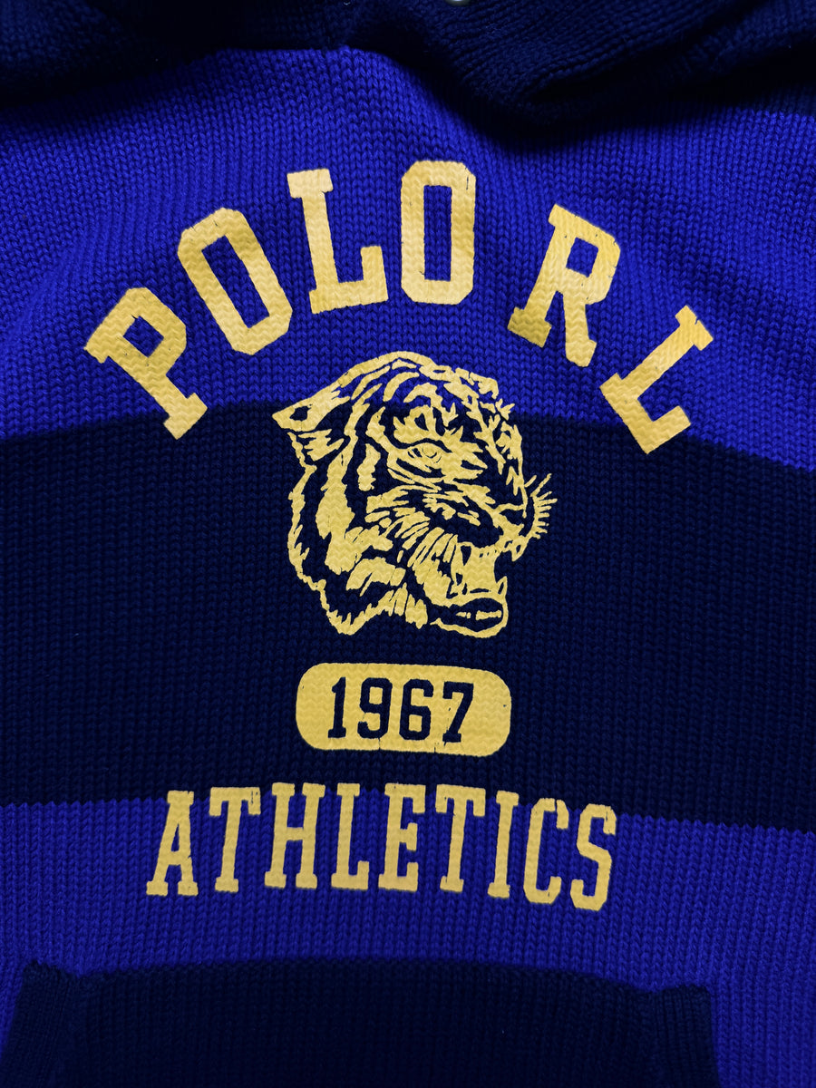 Polo Ralph Lauren Stripe Blue Hooded 1967 Athletics Knit Sweater - M