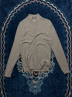 Reiss Beige Textured Quarter Zip Sweater - M