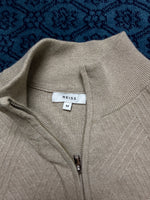 Reiss Beige Textured Quarter Zip Sweater - M
