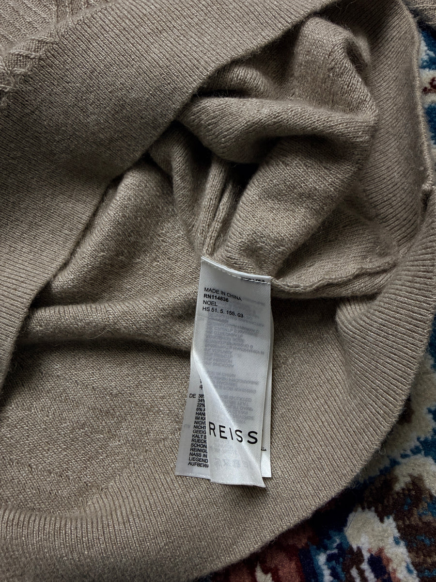 Reiss Beige Textured Quarter Zip Sweater - M