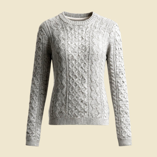 Only & Sons Light Grey Textured Cable Knit Sweater - S