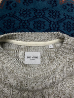 Only & Sons Light Grey Textured Cable Knit Sweater - S
