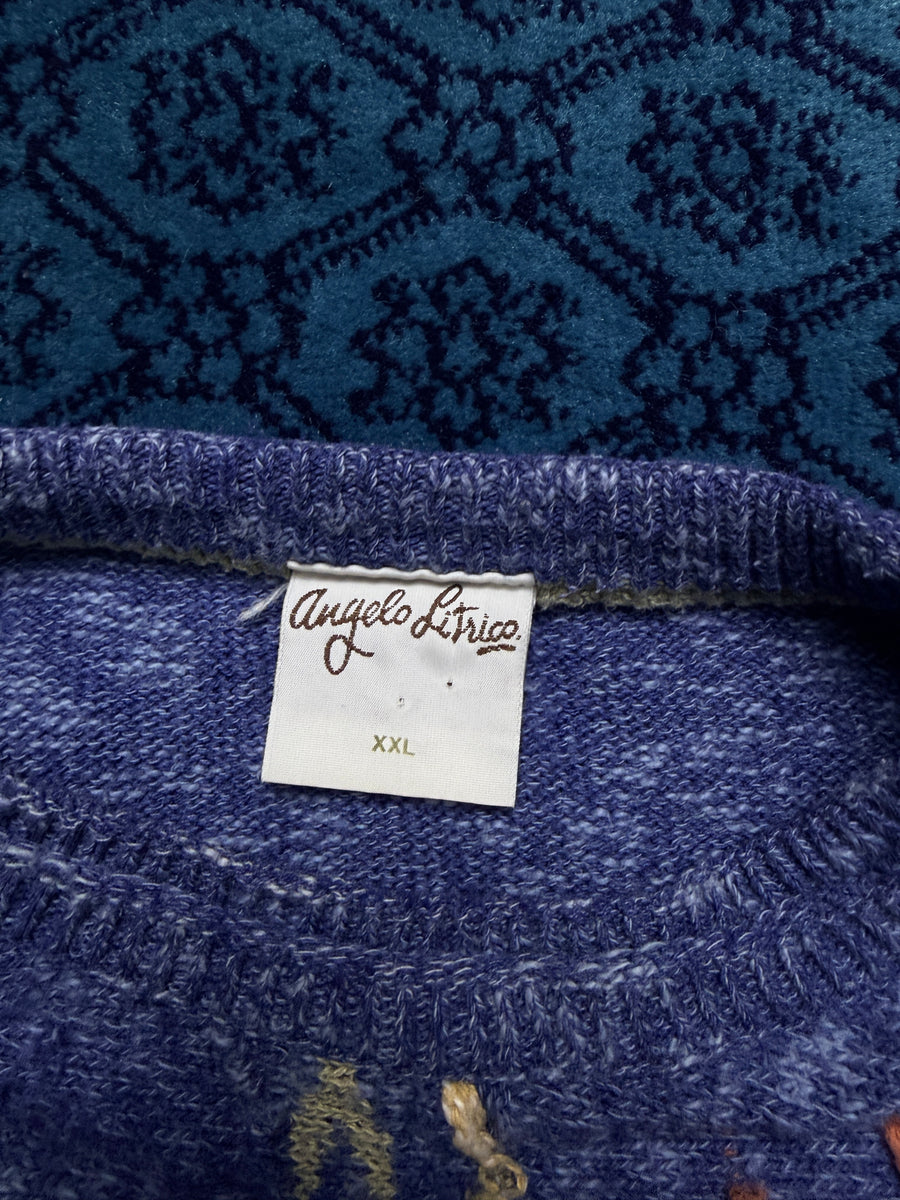 Angelo Litrico Textured Light Blue Crewneck Sweater - XXL