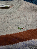 Lacoste Light Grey Patterned Wool Crewneck Sweater - S