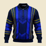 Pedrini Franco Textured Knit Multicolour Polo Style Zipped Sweater - L/XL