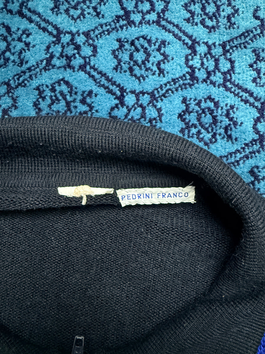Pedrini Franco Textured Knit Multicolour Polo Style Zipped Sweater - L/XL