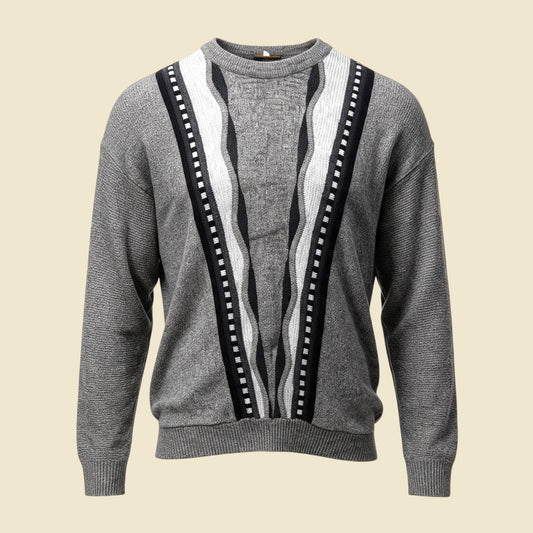 Nino Guardi Brownish Grey Textured Crewneck Sweater - M
