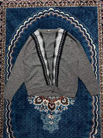 Nino Guardi Brownish Grey Textured Crewneck Sweater - M