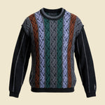 Carlo Colucci Black Textured Knit Crewneck Sweater - XL