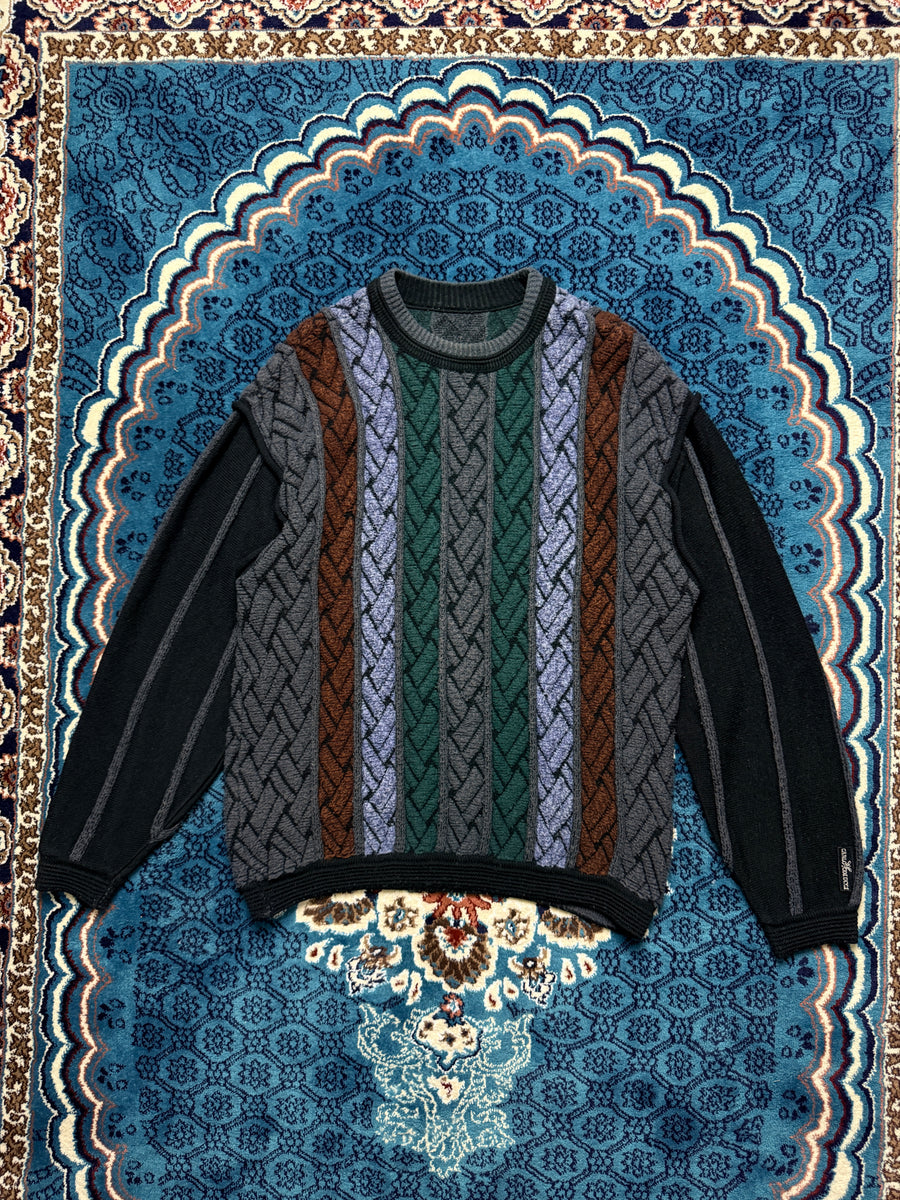 Carlo Colucci Black Textured Knit Crewneck Sweater - XL