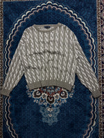 Northern Isle Beige Textured Knit Crewneck Sweater - L