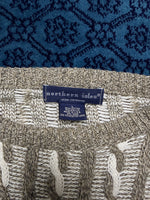 Northern Isle Beige Textured Knit Crewneck Sweater - L
