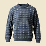 Oltremoda Bluish Grey Patterned Crewneck Sweater - L