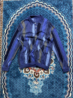 Woolmark Blue Patterned Polo Style Sweater - M