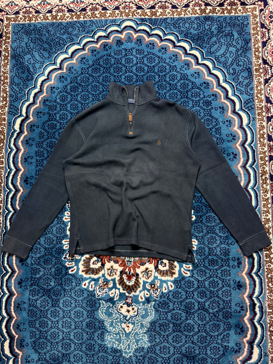 Polo Ralph Lauren Charcoal Grey Quarter Zip Sweater Faded - S