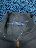 Polo Ralph Lauren Charcoal Grey Quarter Zip Sweater Faded - S