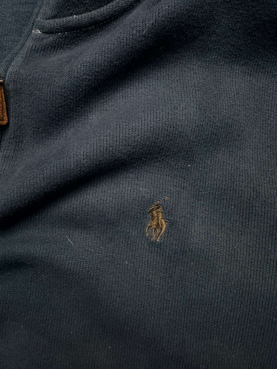 Polo Ralph Lauren Charcoal Grey Quarter Zip Sweater Faded - S