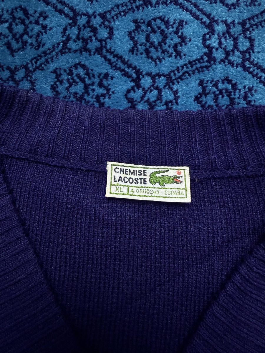 Lacoste Navy Blue Patterned Cardigan - XL