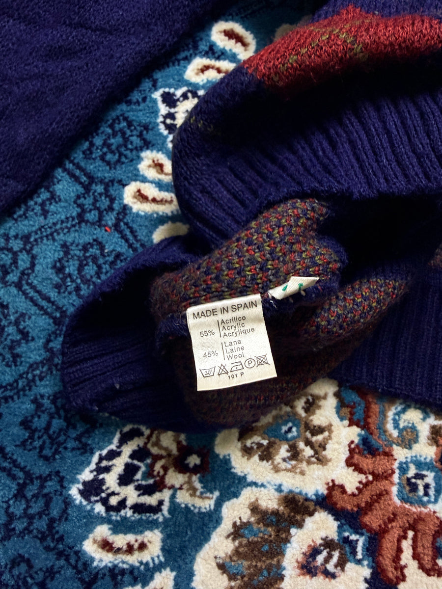Lacoste Navy Blue Patterned Cardigan - XL