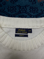 Polo Ralph Lauren White Bear Custom Fit Crewneck Sweater - L