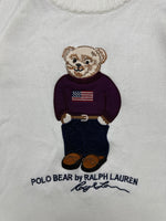Polo Ralph Lauren White Bear Custom Fit Crewneck Sweater - L