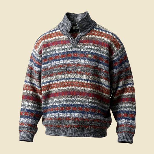 Lacoste Patterned Multicolour Wool Polo Style Sweater - XL/XXL