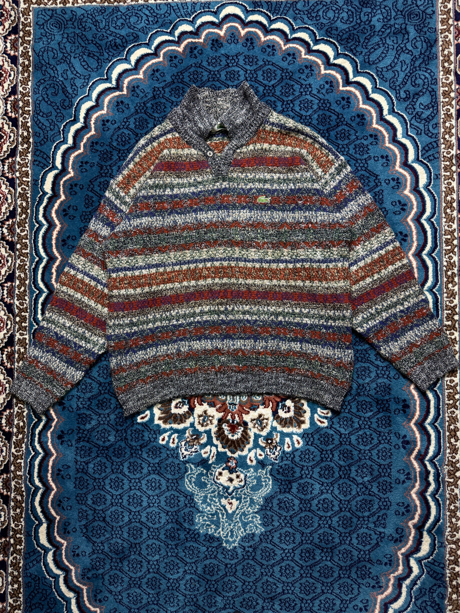 Lacoste Patterned Multicolour Wool Polo Style Sweater - XL/XXL