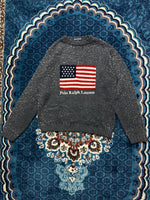 Polo Sports Grey Flag Pure Wool Crewneck Sweater - M